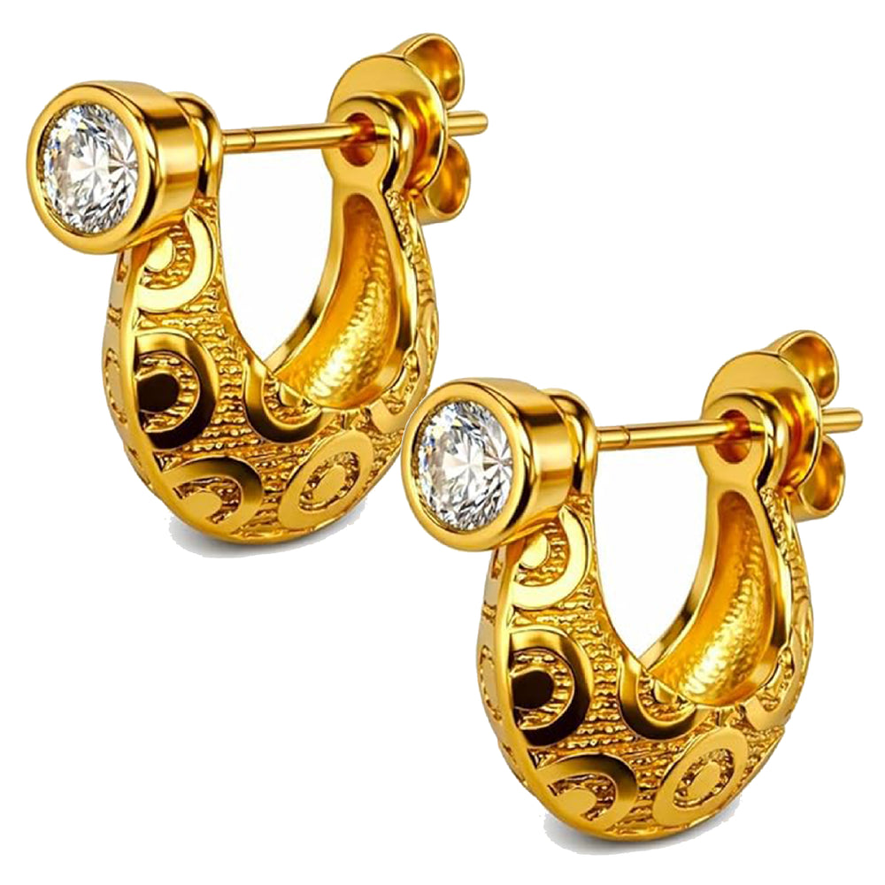 Round Crystal Big Textured Design Kaju Bali Stud