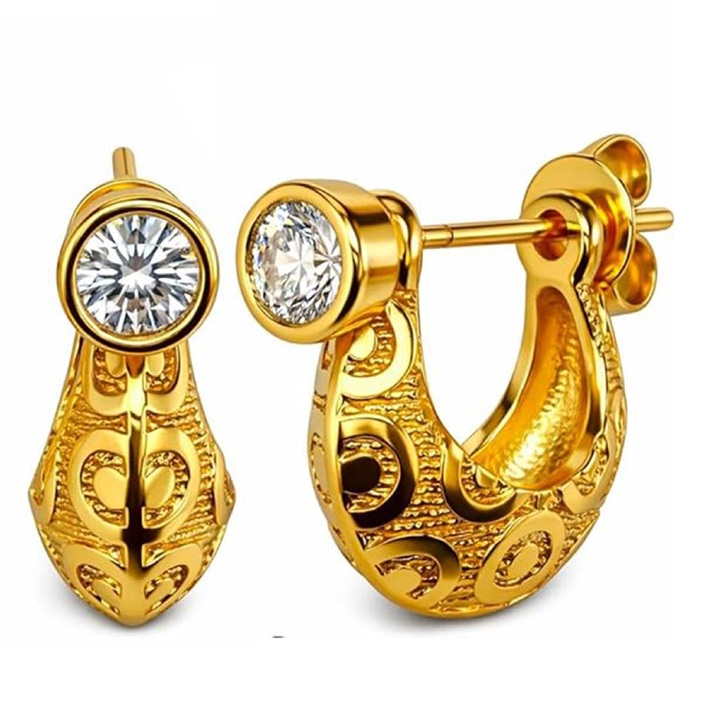 Round Crystal Big Textured Design Kaju Bali Stud