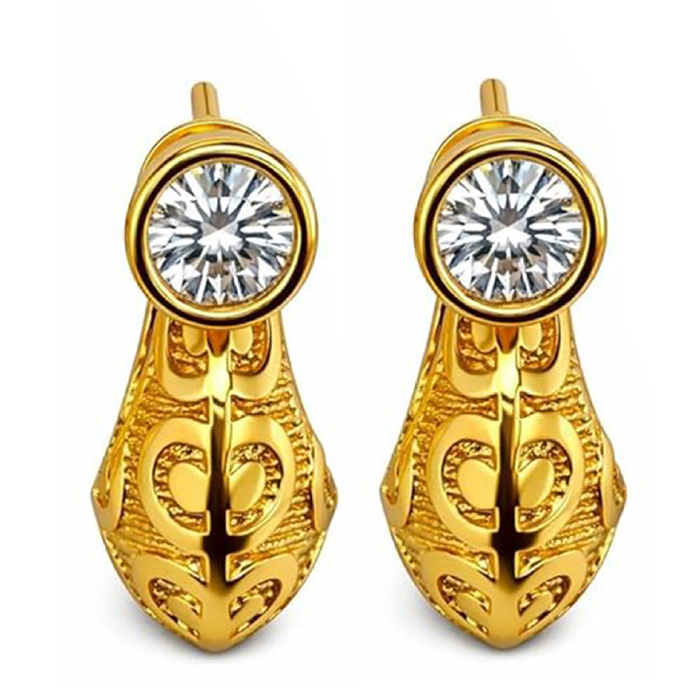 Round Crystal Big Textured Design Kaju Bali Stud