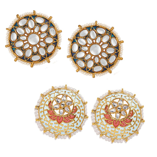 Combo of 2 Pairs of Traditional Round Circular Earrings