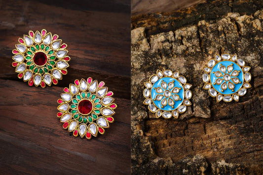 Combo of 2 Pairs of Traditional Floral Shaped Earrings