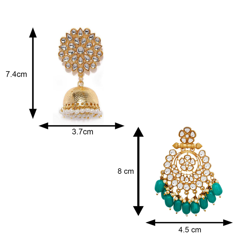 Combo of 2 Pairs of Traditional Dangler and Floral Jhumki Earrings