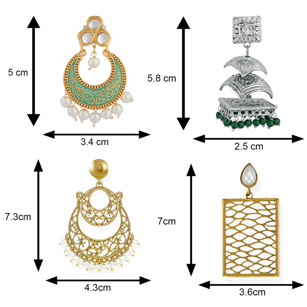 Combo of 4 Pairs of Traditional Danglers Earrings