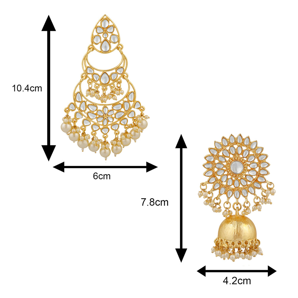 Combo of 2 Pairs of Traditional Dangler and Floral Jhumki Earrings