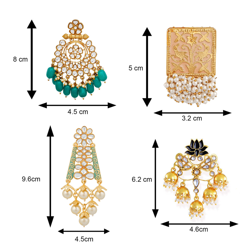 Combo of 4 Pairs of Traditional Dangler Earrings