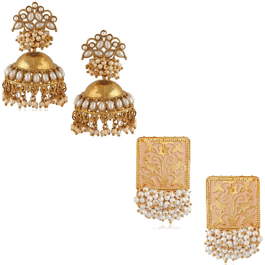 Combo of 2 Pairs of Traditional Round Circular Earrings