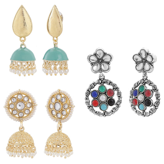 Combo of 3 Pairs of Traditional Dangler Earrings
