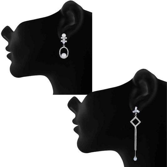 Combo of 2 American Diamond  Dangle & Tassel Earrings