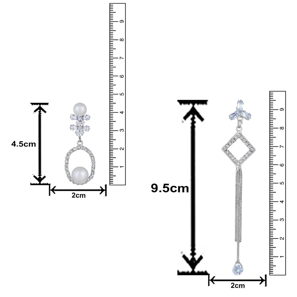 Combo of 2 American Diamond  Dangle & Tassel Earrings