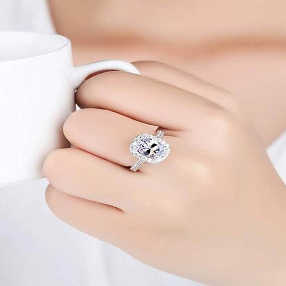 Stylish Big Cubic Zirconia Stone Adjustable Finger Ring