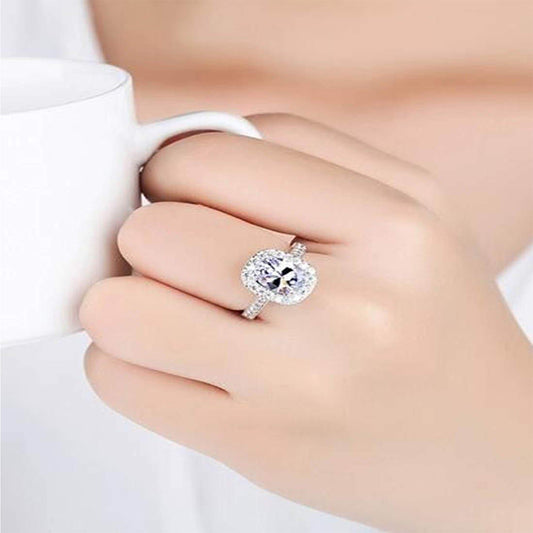 Stylish Big Cubic Zirconia Stone Adjustable Finger Ring