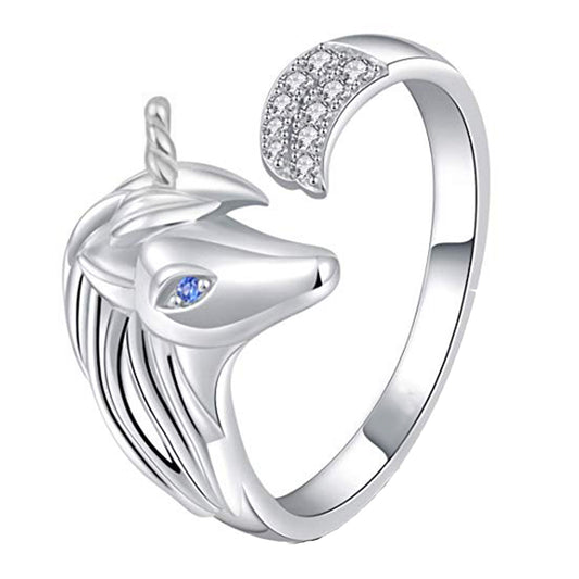 Legendary Unicorn Adjustable Cubic Zirconia Finger Ring