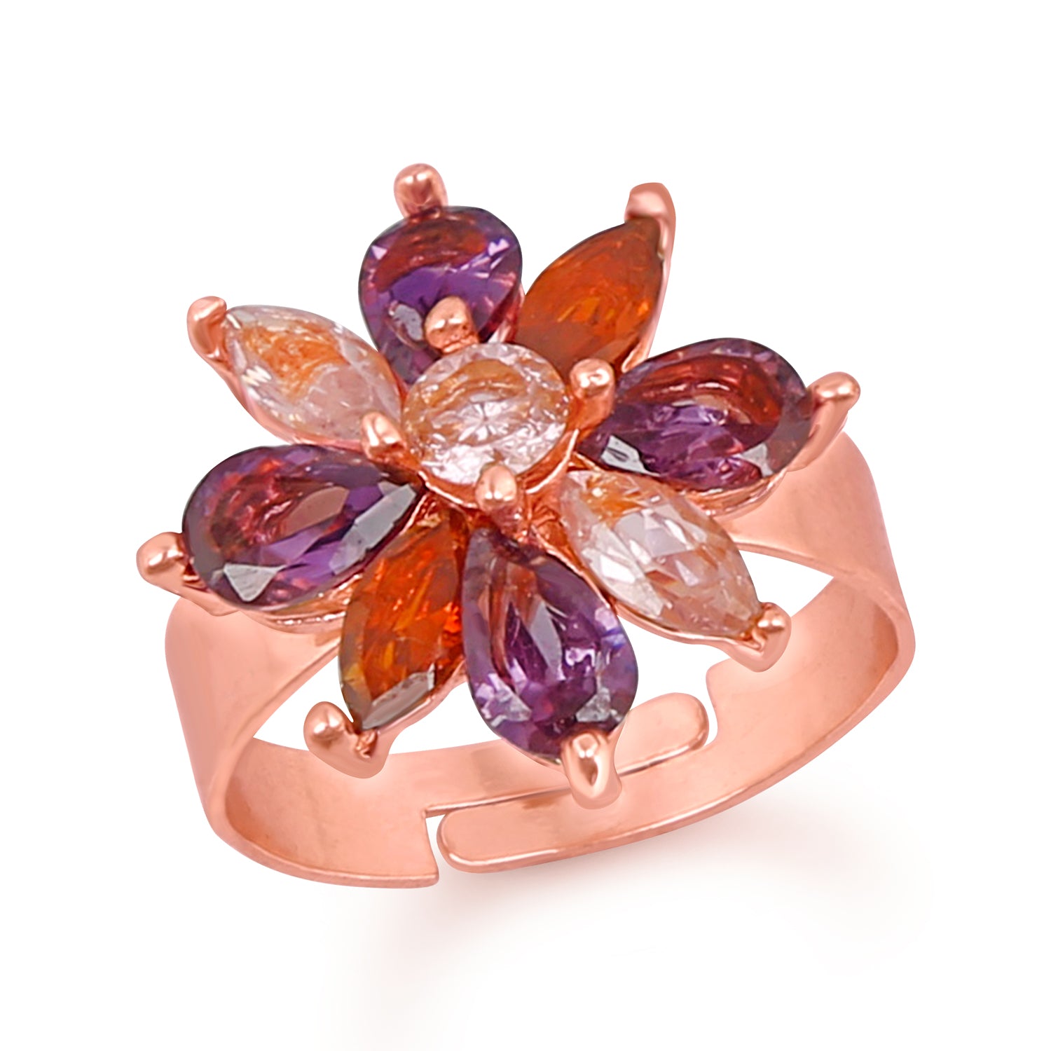 Floral Designer Cubic Zirconia CZ Finger Ring