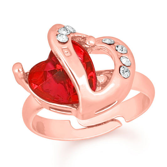 Dual Heart Love Crystal Finger Ring