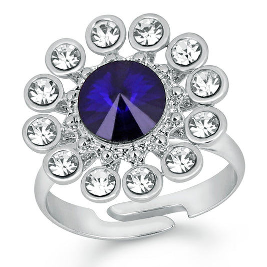 Floral Inspired Crystal Studded Finger Ring