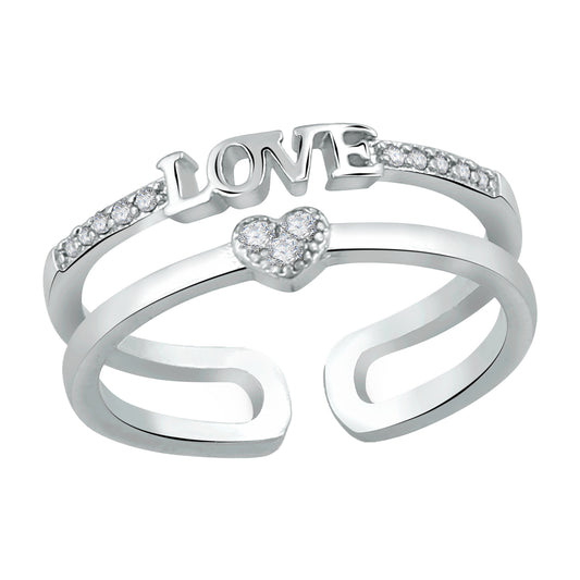 Valentine Gift Exclusive Designer Love CZ Finger Ring