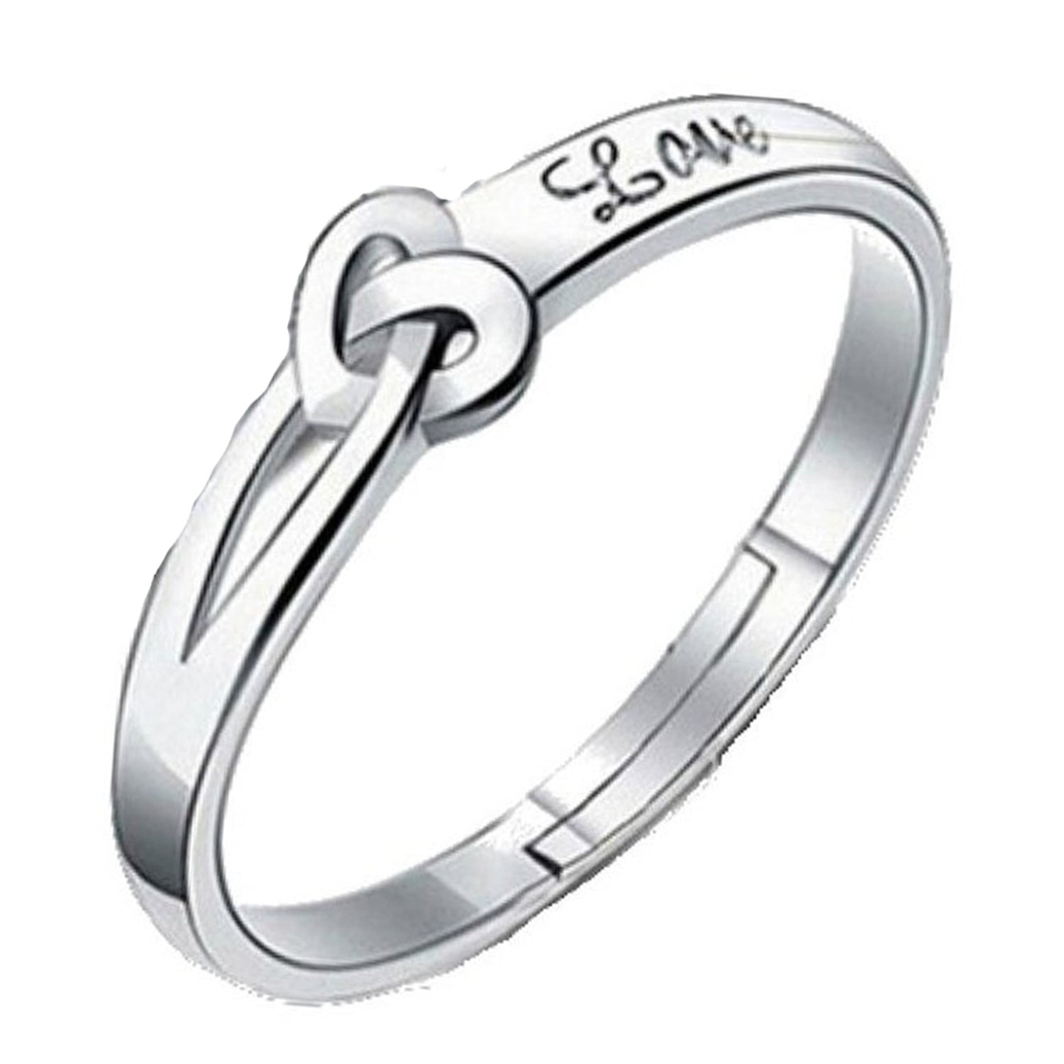 Heart Love Silver Color Adjustable Finger Ring