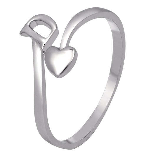 'D' Initial and Heart Adjustable Finger Ring
