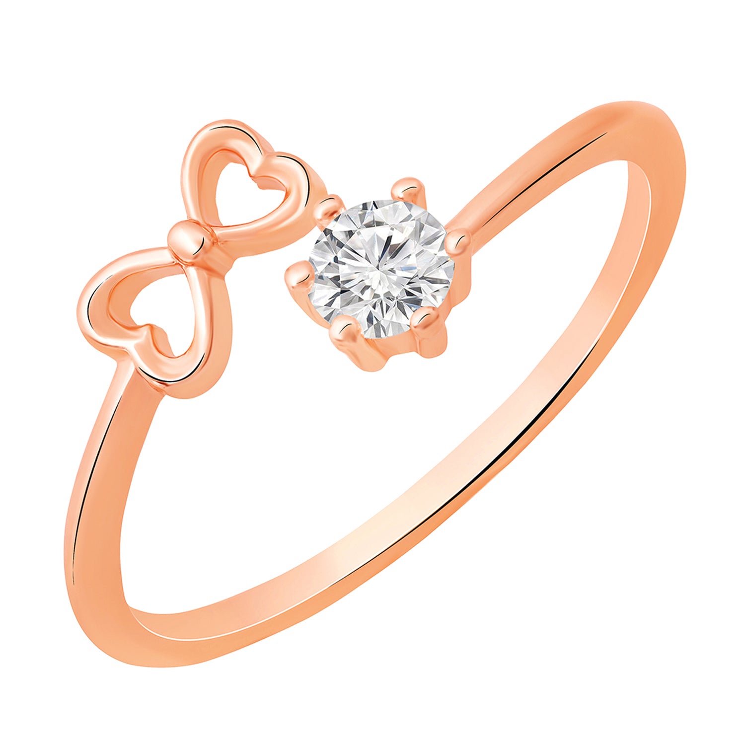 Dual Heart and Round Shape Adjustable Finger Ring