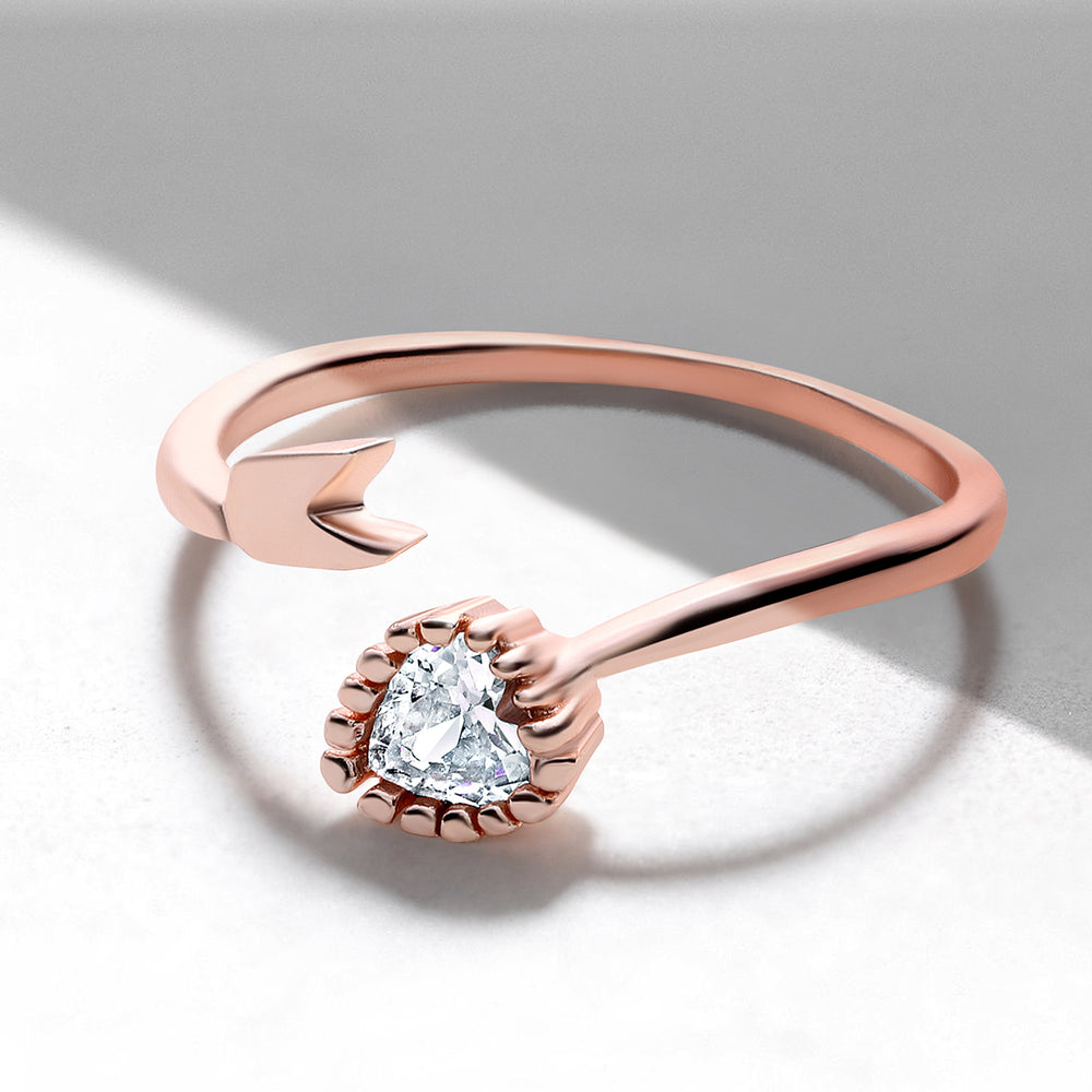 Heart and Arrow Shaped Adjustable Finger Ring