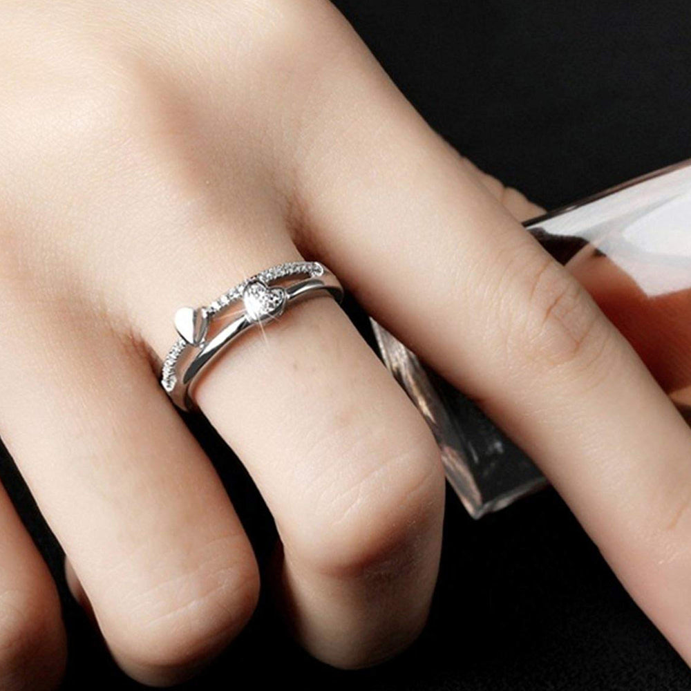 Dual Heart Adjustable Finger Ring