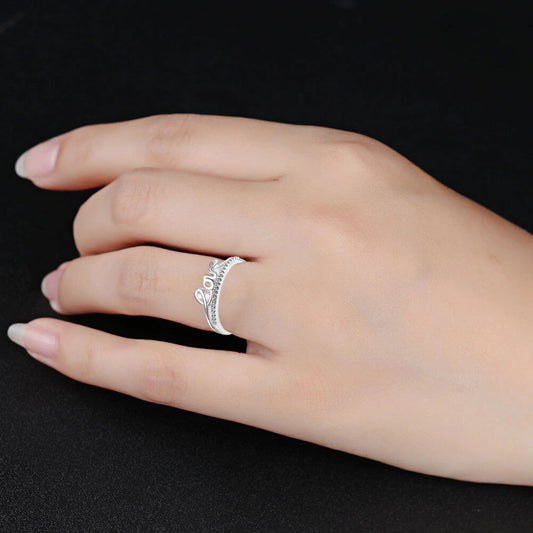 Love Engraved Adjustable Finger Ring