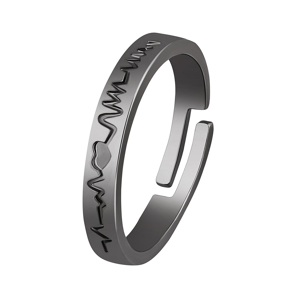 Heart and Heart Beat Adjustable Finger Ring