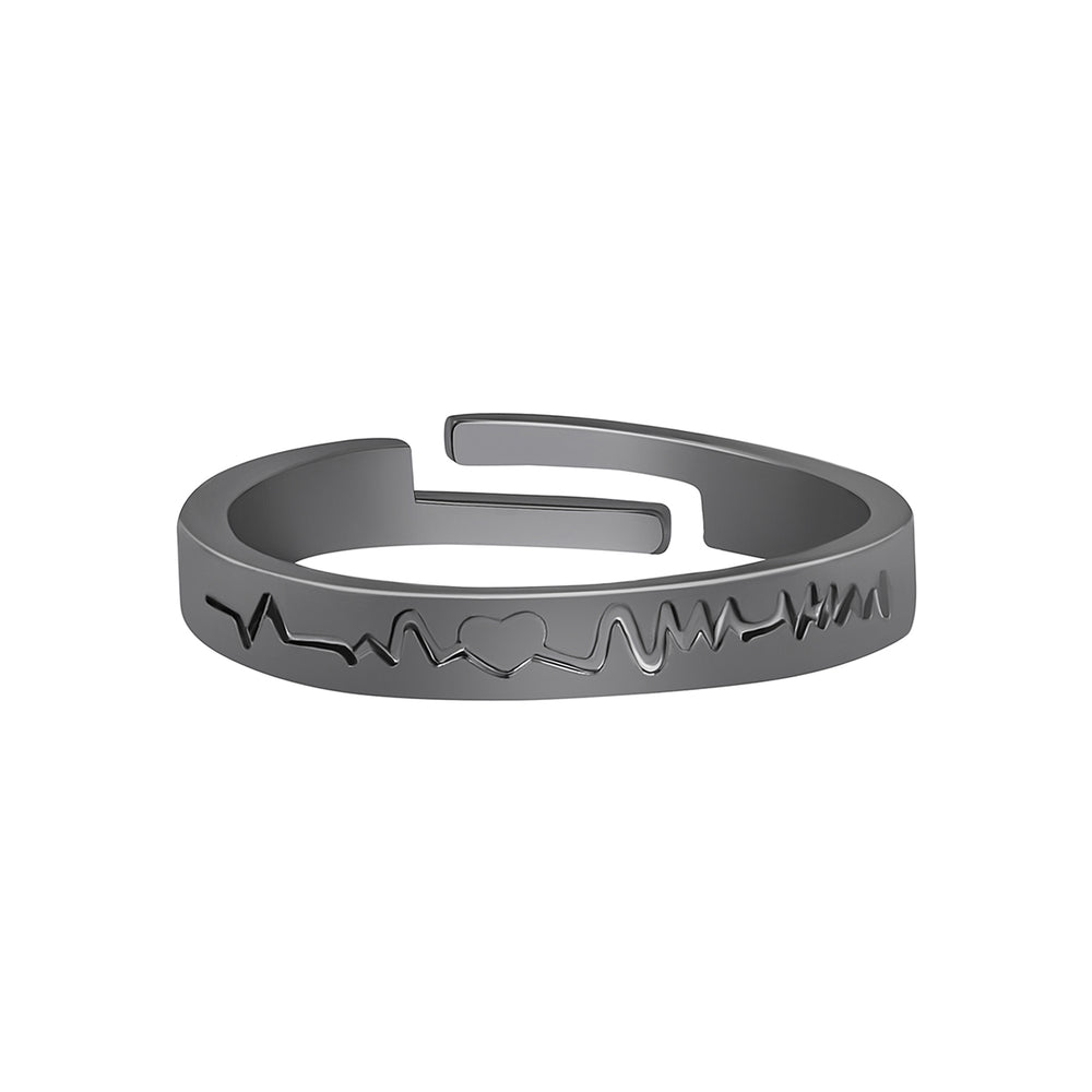 Heart and Heart Beat Adjustable Finger Ring