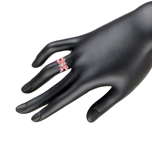 Winged Crystal Butterfly Love Finger Ring with Rose Box