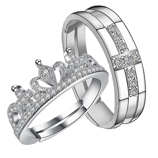 Couple Ring Set with Crystal