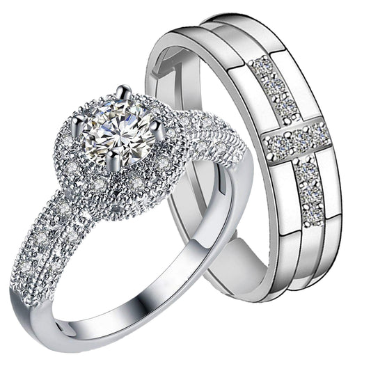 Couple Ring Set With Crystal