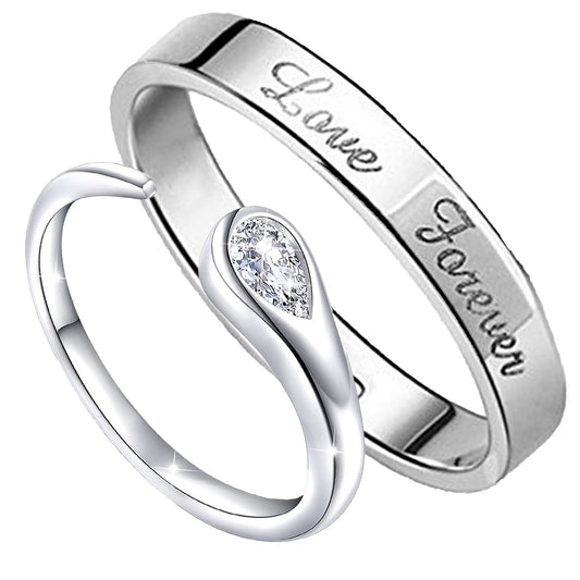 Couple Ring Set With Crystal