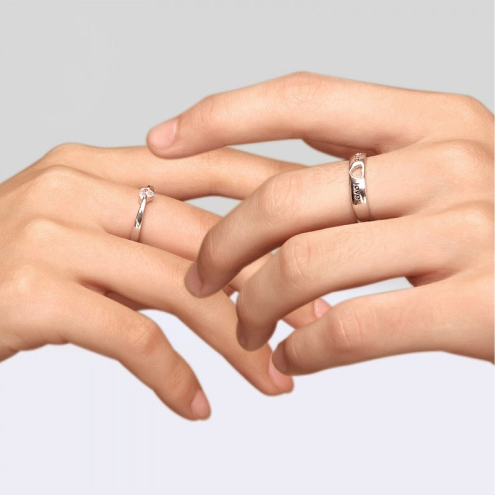 Solitaire 'Endless Love' Heart Proposal Adjustable Couple Ring