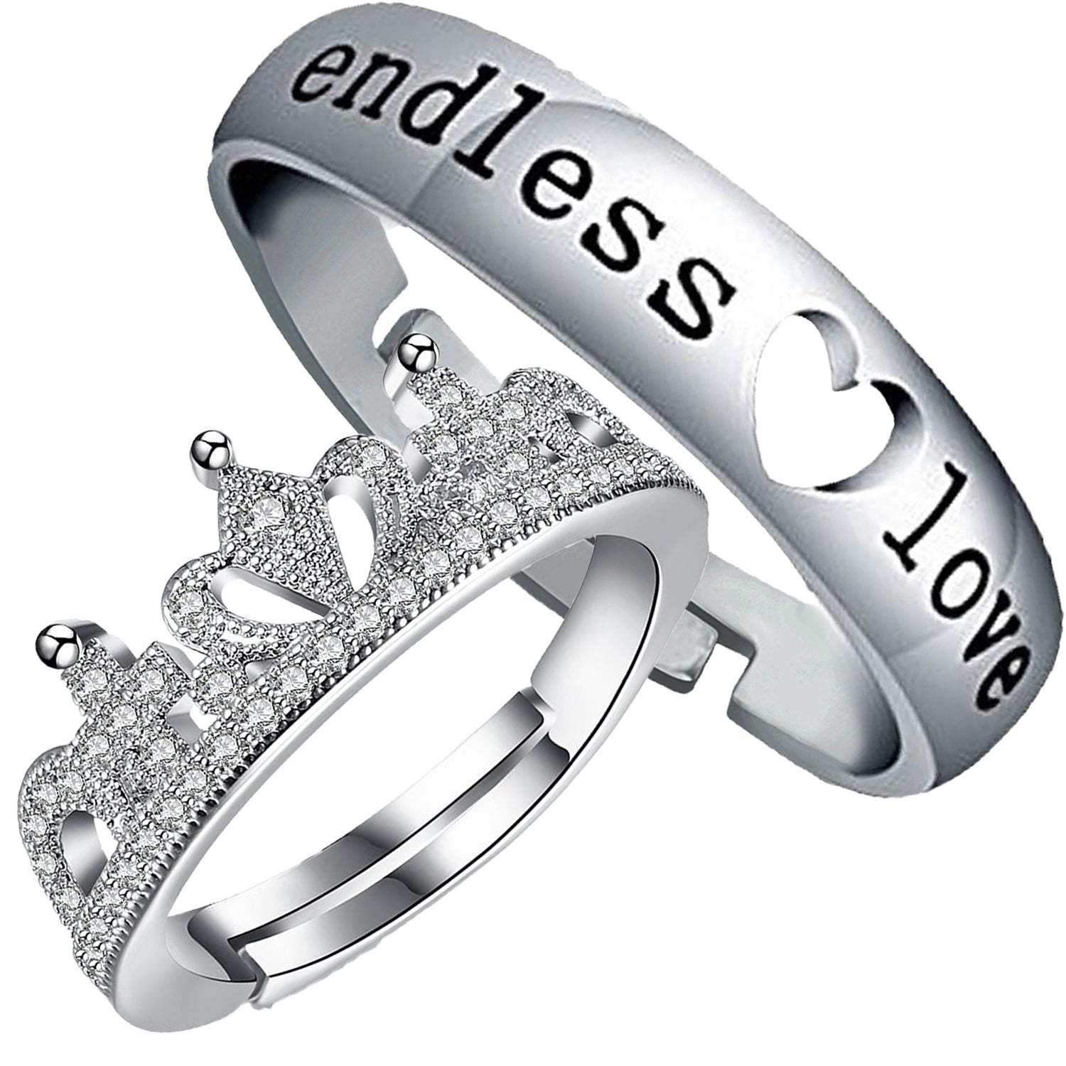 Endless Love and Crown' Proposal Adjustable Couple Ring