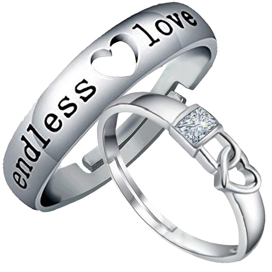 Endless Love' and 'Lock Heart' Proposal Adjustable Couple Ring