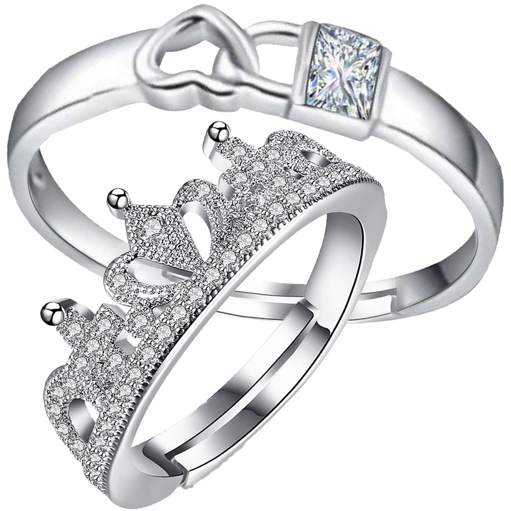 Lock Heart and Crown' Proposal Adjustable Couple Ring