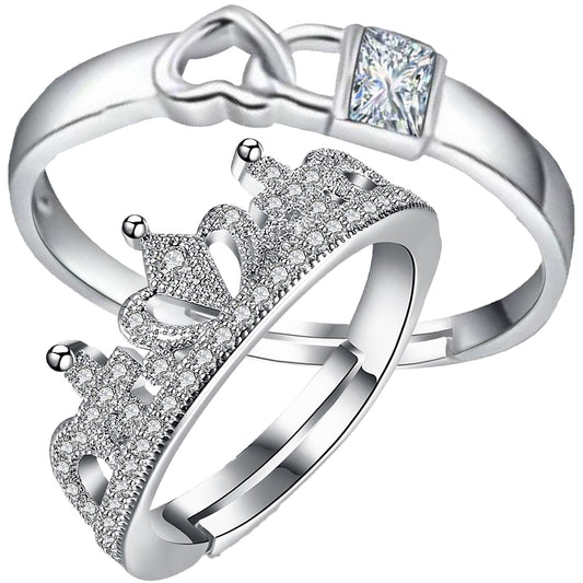 Lock Heart and Crown' Proposal Adjustable Couple Ring
