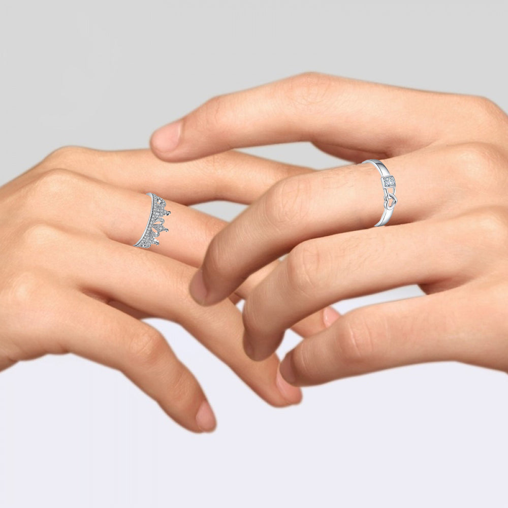 Lock Heart and Crown' Proposal Adjustable Couple Ring