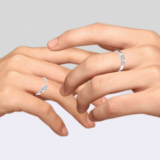 Lock Heart and Open Wrap' Proposal Adjustable Couple Ring