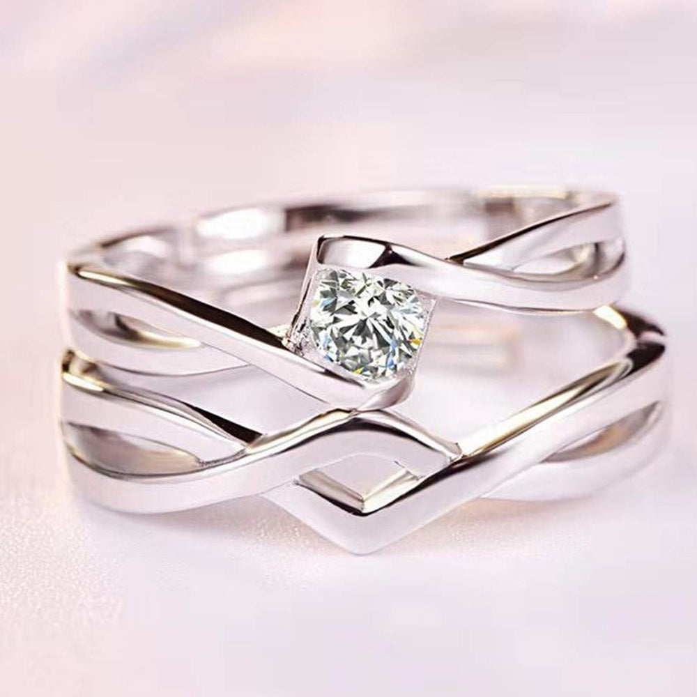Valentine Gift Proposal Crystal Elegant Couple Adjustable Ring