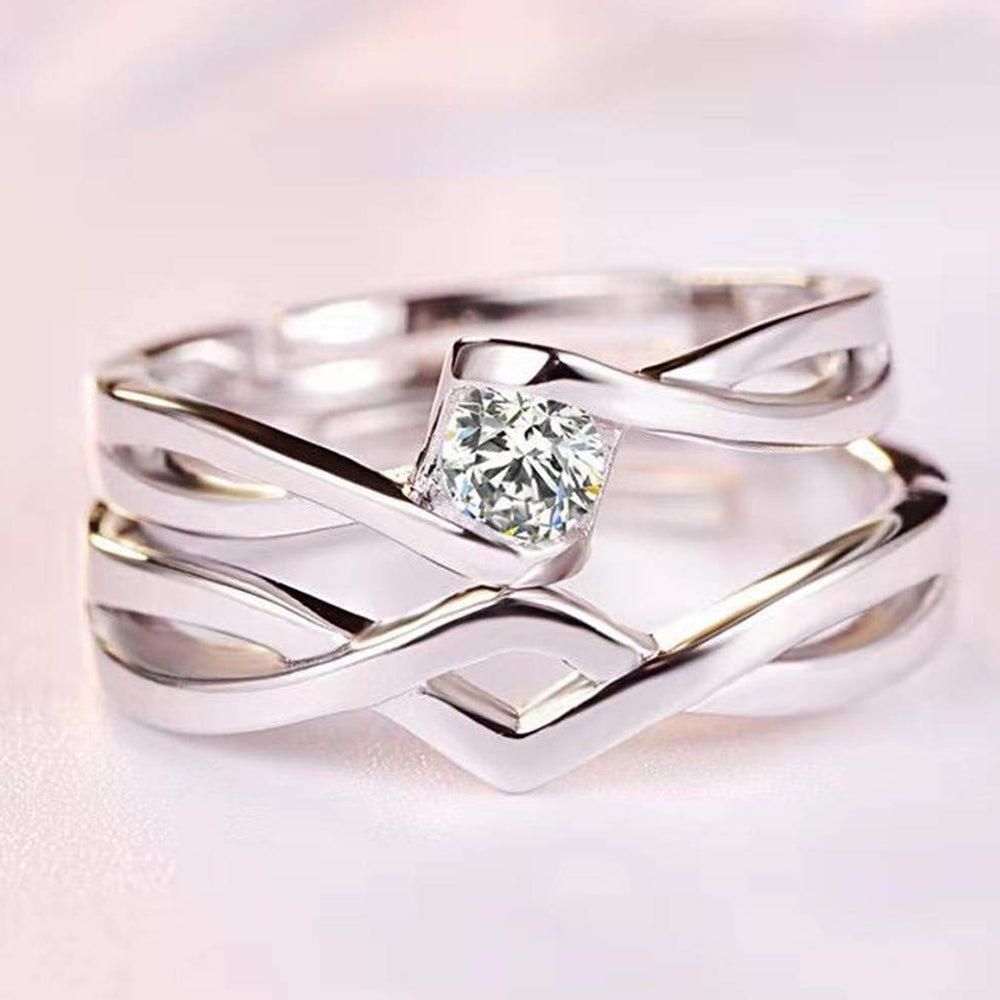 Valentine Gift Proposal Crystal Elegant Couple Adjustable Ring