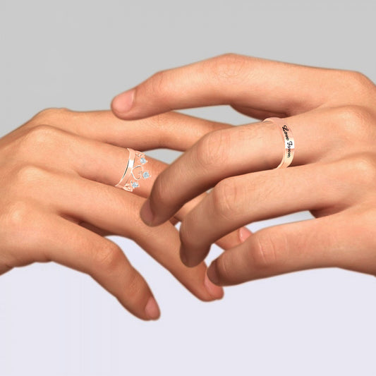 Valentine Gifts Love Forever and Crown Adjustable Couple Ring