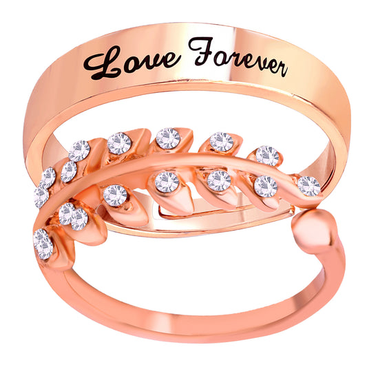 Valentine Gifts Love Forever and Leavs Shaped Adjustable Couple Ring
