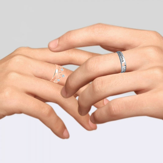 Valentine Gifts Endless Love and Crown Adjustable Couple Ring