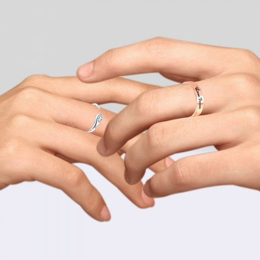 Valentine Gifts Love Forever and Open Wrap Adjustable Couple Ring