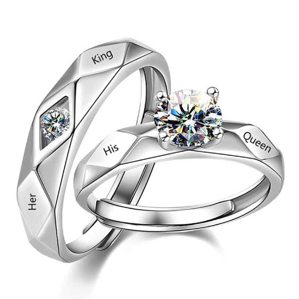 Her King and His Queen Adjustable Couple Finger Ring