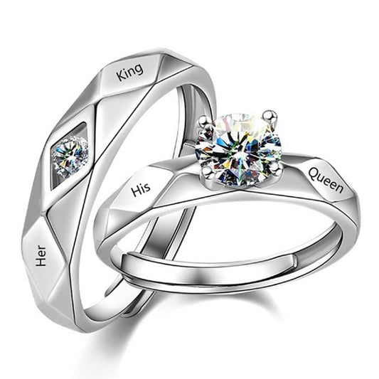 Her King and His Queen Adjustable Couple Finger Ring