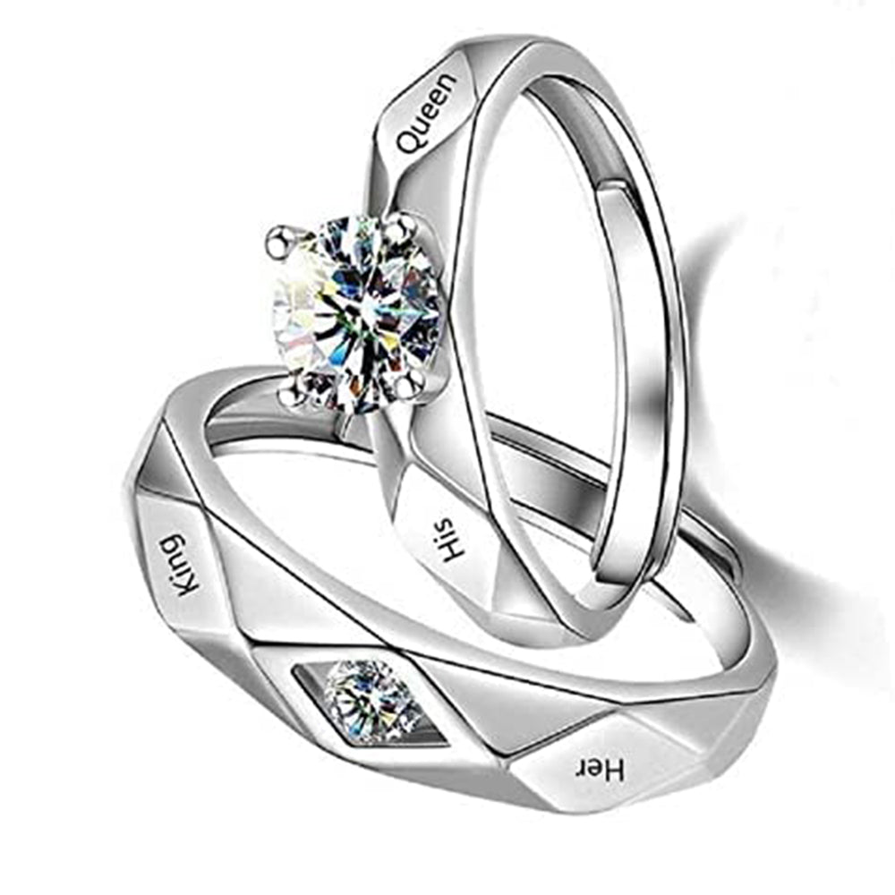 Her King and His Queen Adjustable Couple Finger Ring