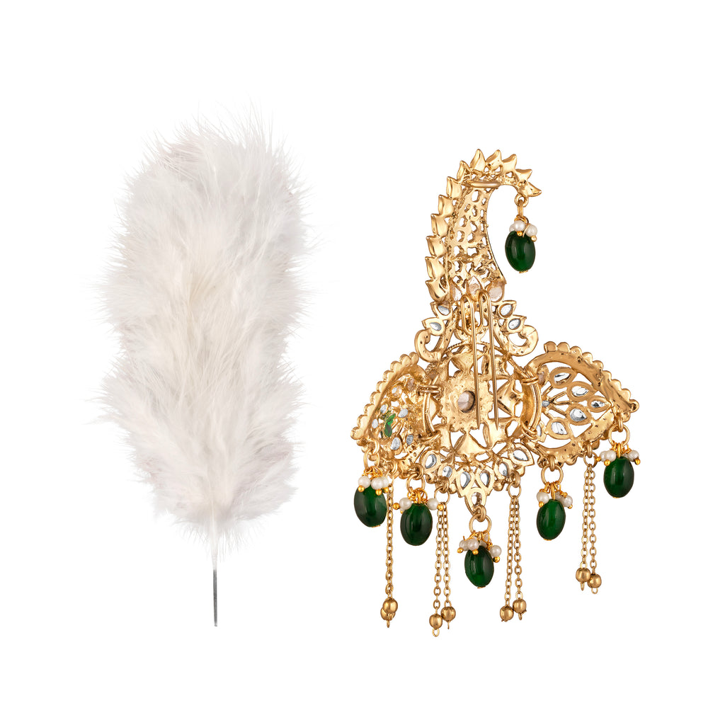 Green Kalangi (Kalgi) with Feather for Pheta