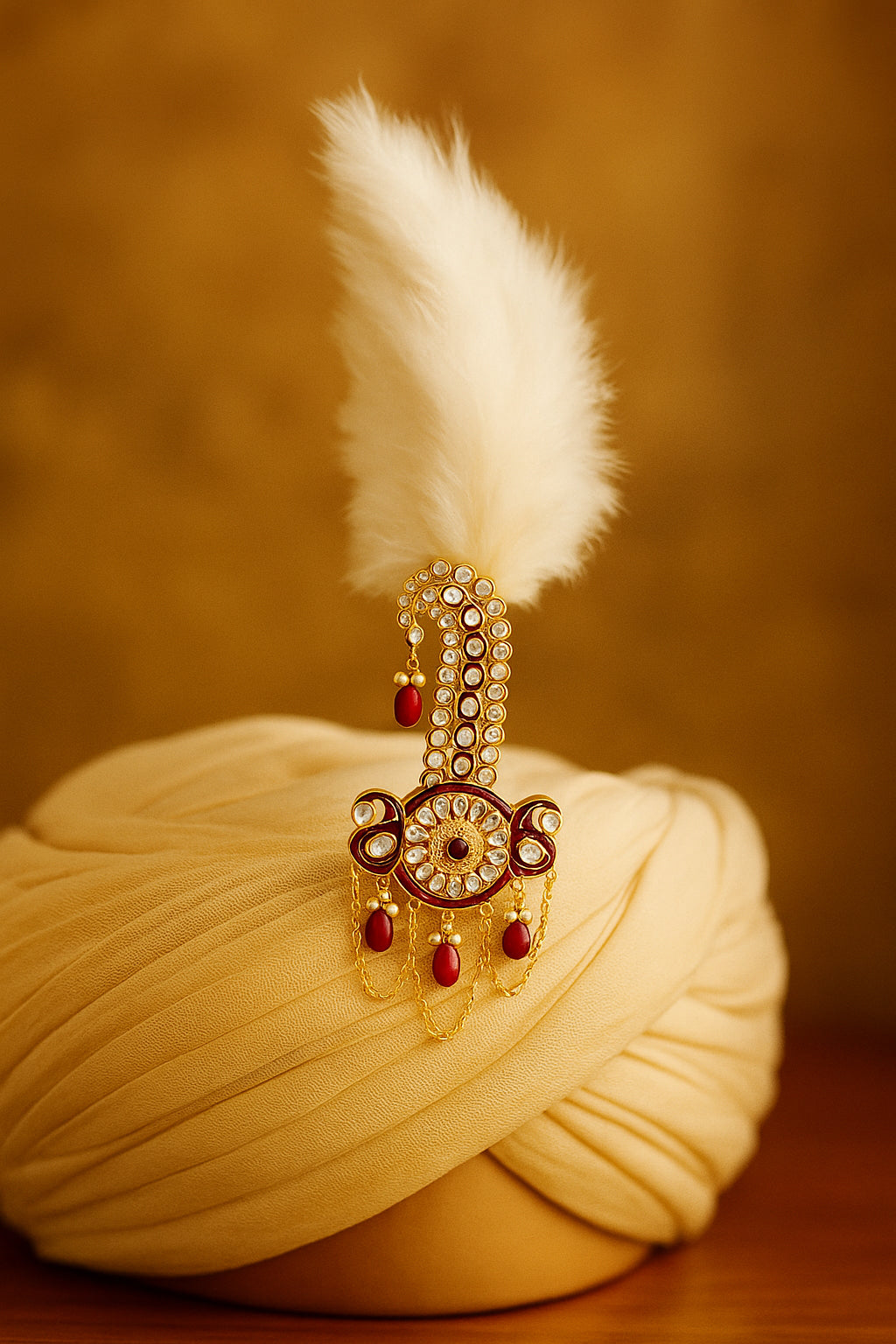 Royal Crystals Safa Kalangi for Groom with Feather